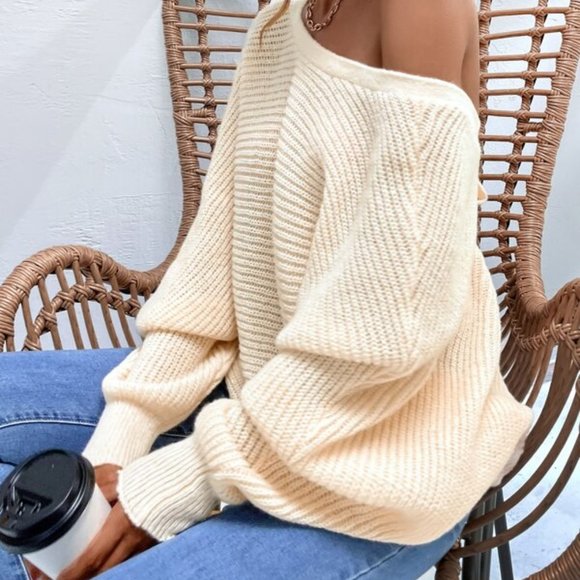 Cozy open tie back knit sweater top dusty APRICOT - Picture 4 of 4